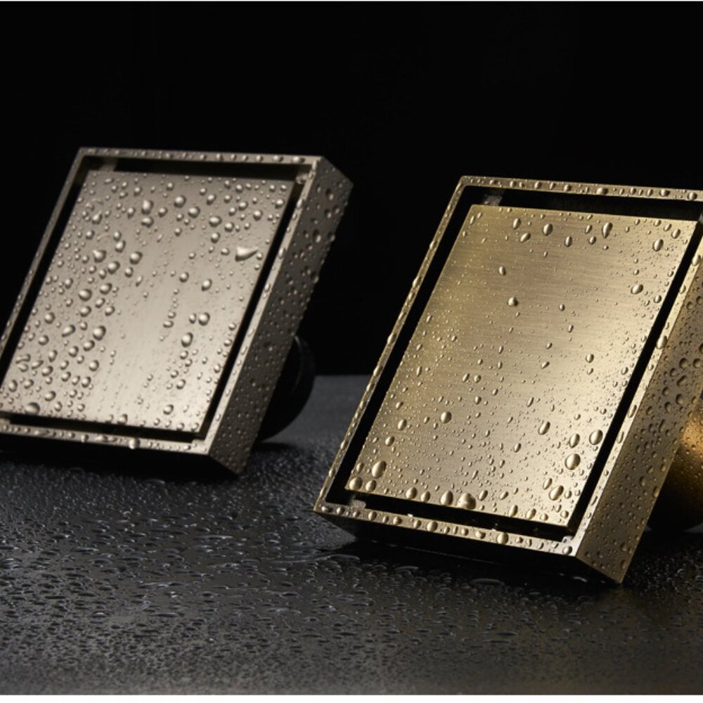 4"x4" Cast Bronze Tile Insert Magnetic Floor Shower Drain Square Floor Waste Gra